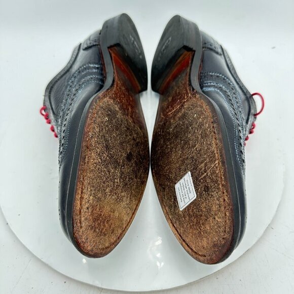 Allen Edmond Neumok Men Size 9.5D Black Leather Wingtip Oxford Dress Shoes
